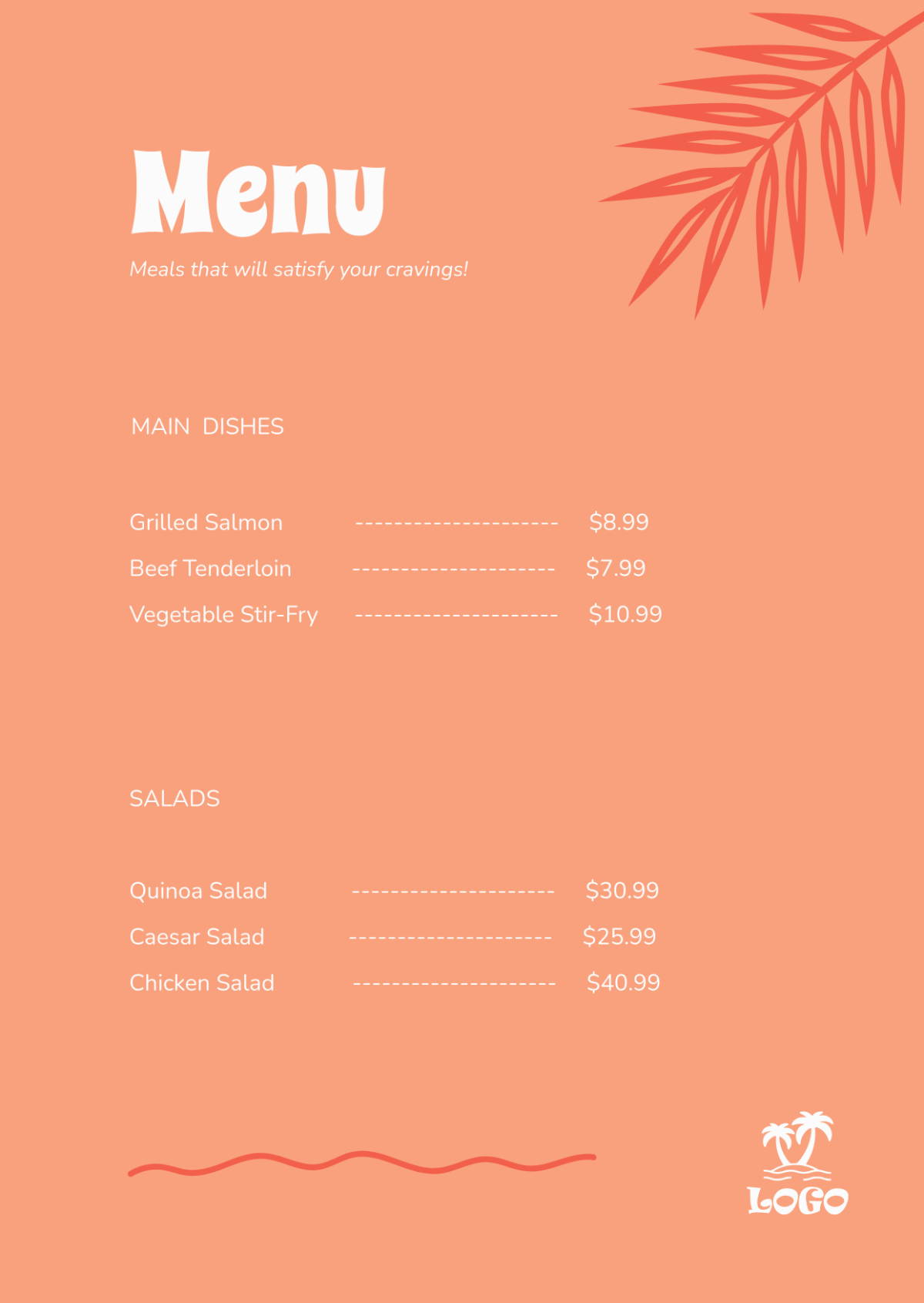 Tropical Menu