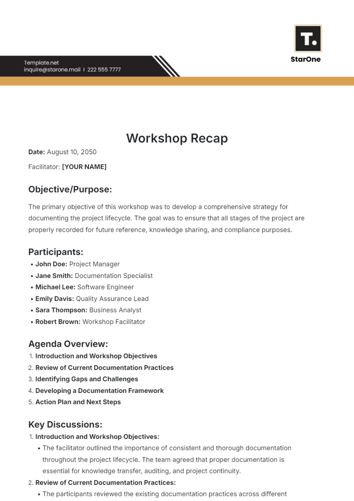 Workshop Recap Template - Edit Online & Download