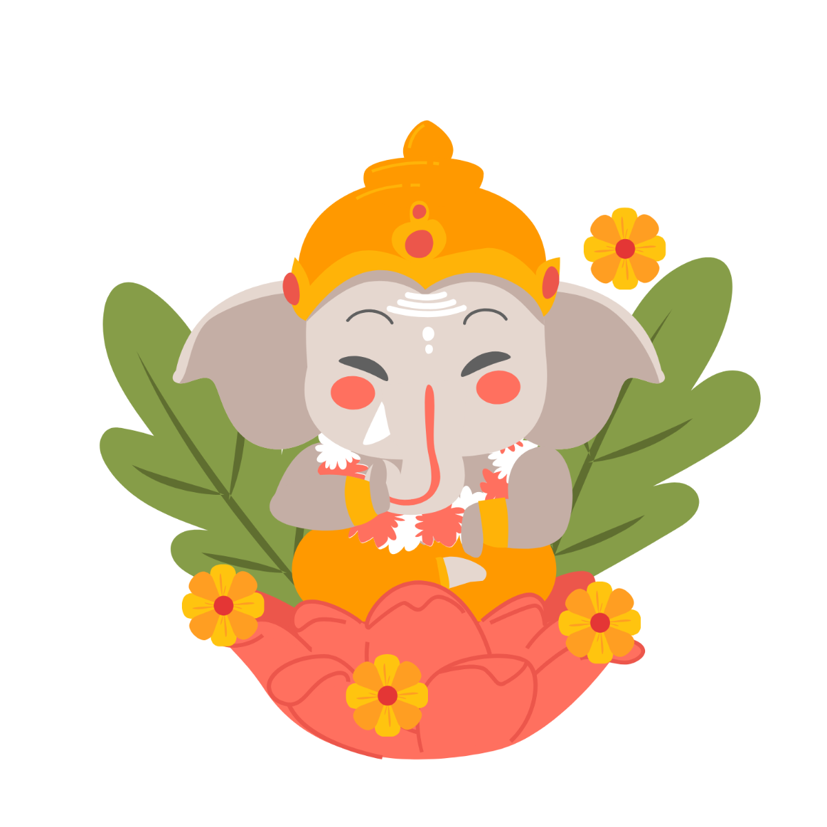 Cute Ganesh Chaturthi Cartoon