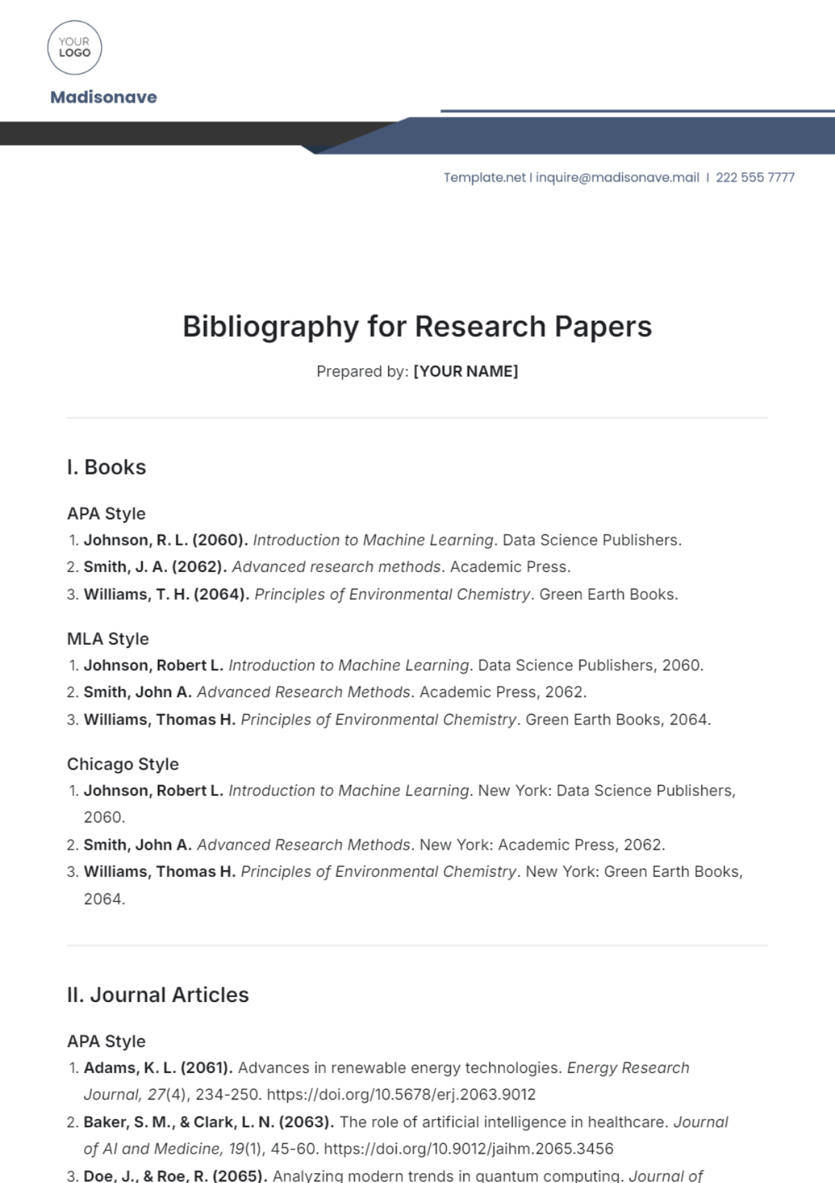 Bibliography Template for Research Papers - Edit Online & Download