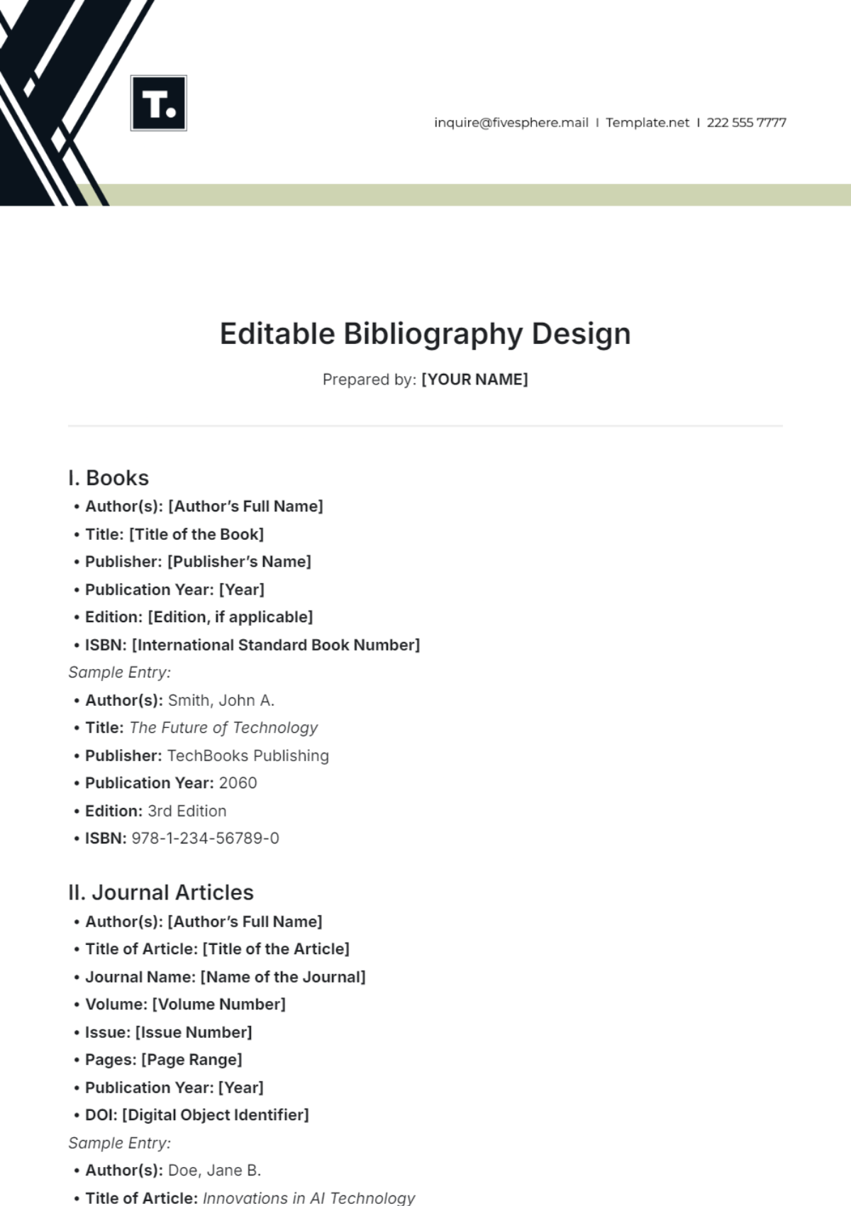 Editable Bibliography Design Template - Edit Online & Download