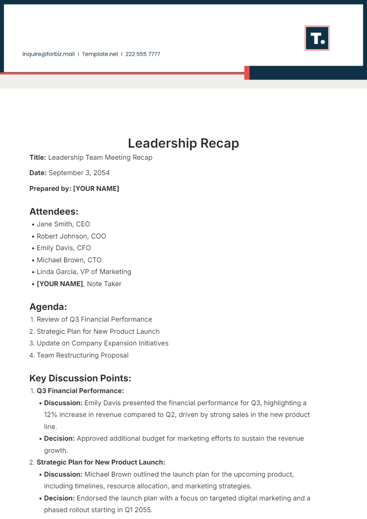 Free Recap Templates To Edit Online Print