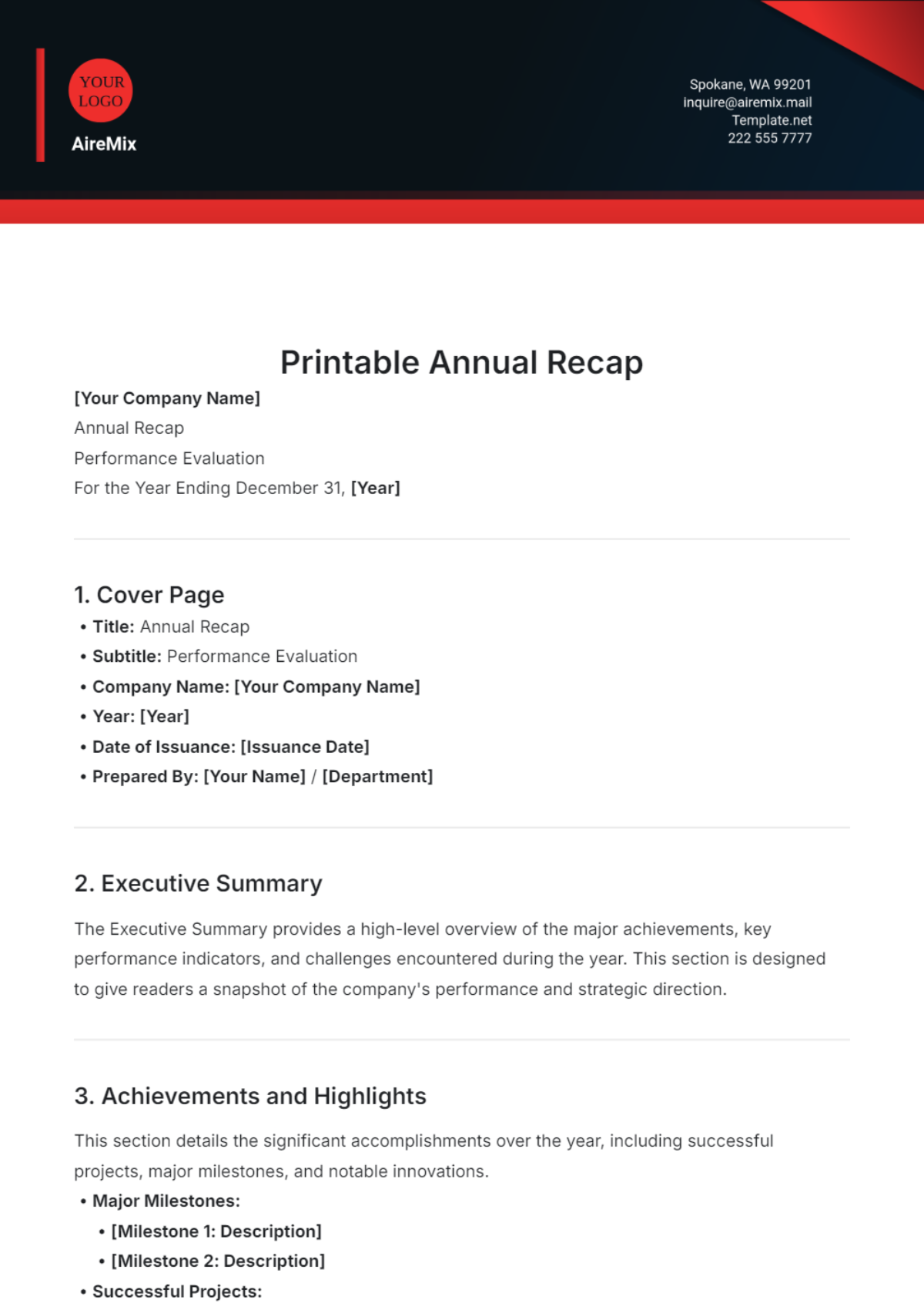 Printable Annual Recap Template - Edit Online & Download