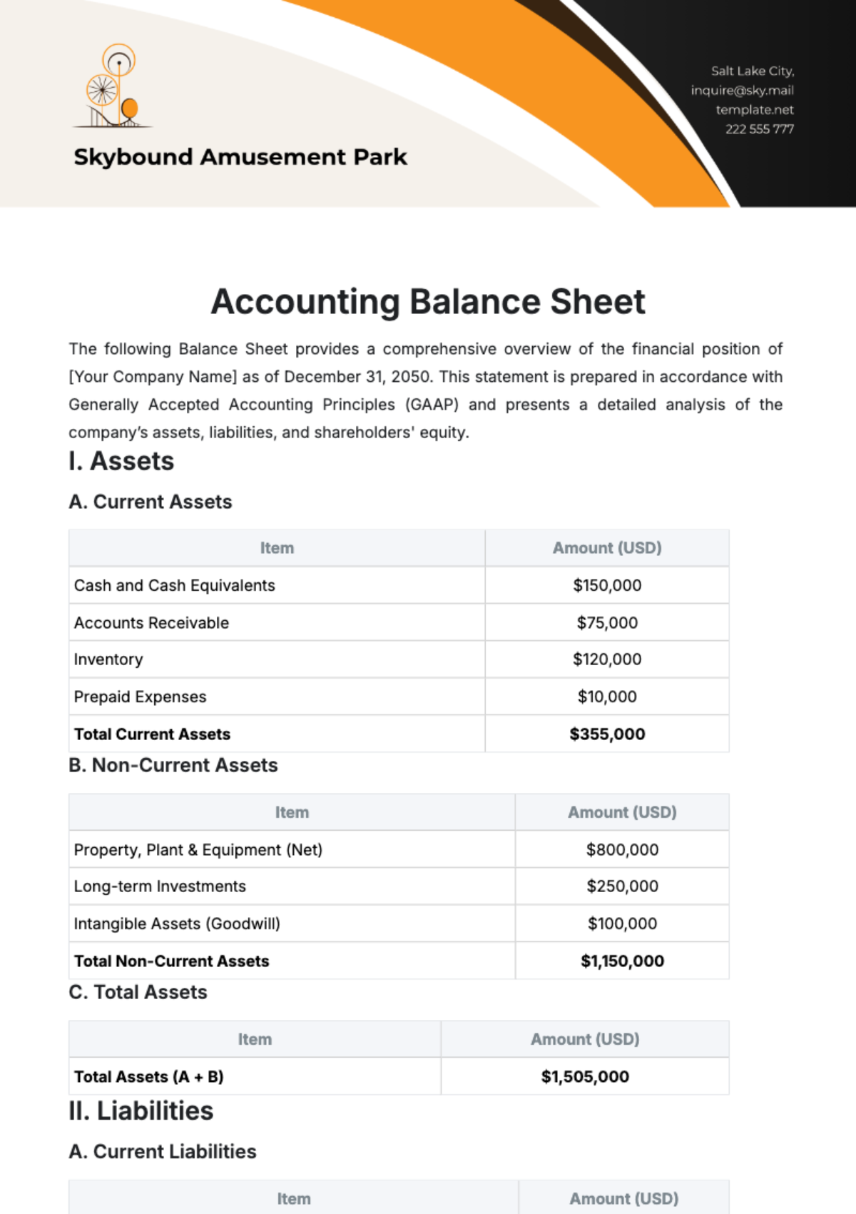 Accounting Balance Sheet Template - Edit Online & Download