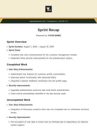 Free Sprint Recap Template to Edit Online