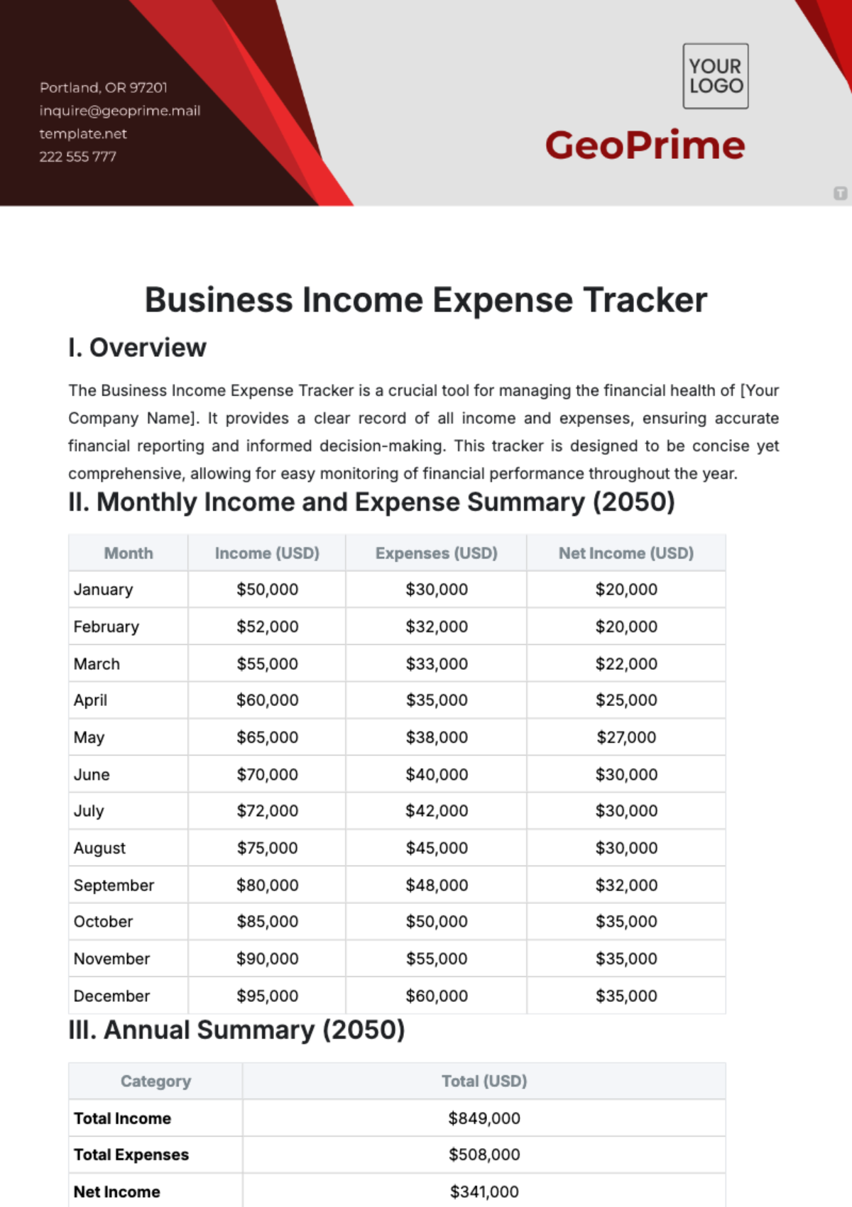 Business Income Expense Tracker Template - Edit Online & Download