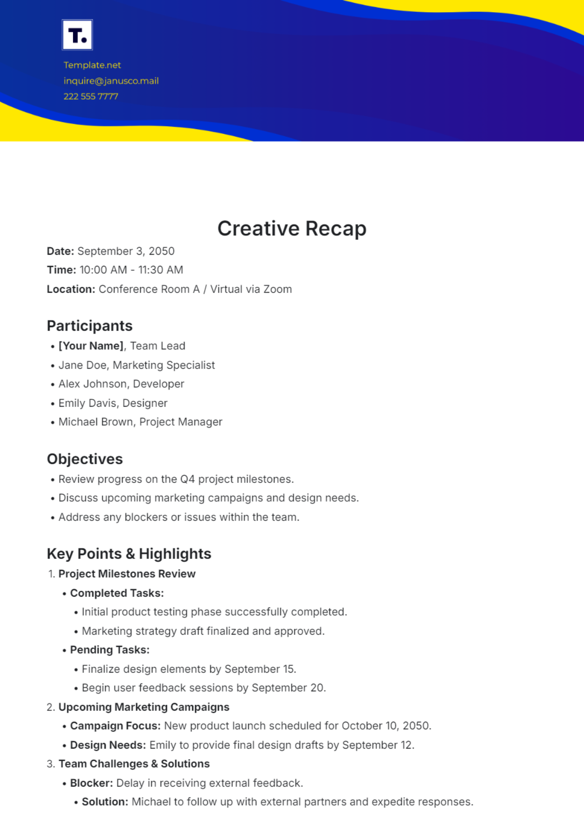 Creative Recap Template - Edit Online & Download