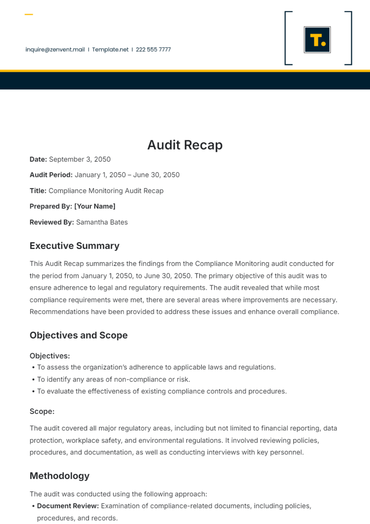 Audit Recap Template - Edit Online & Download