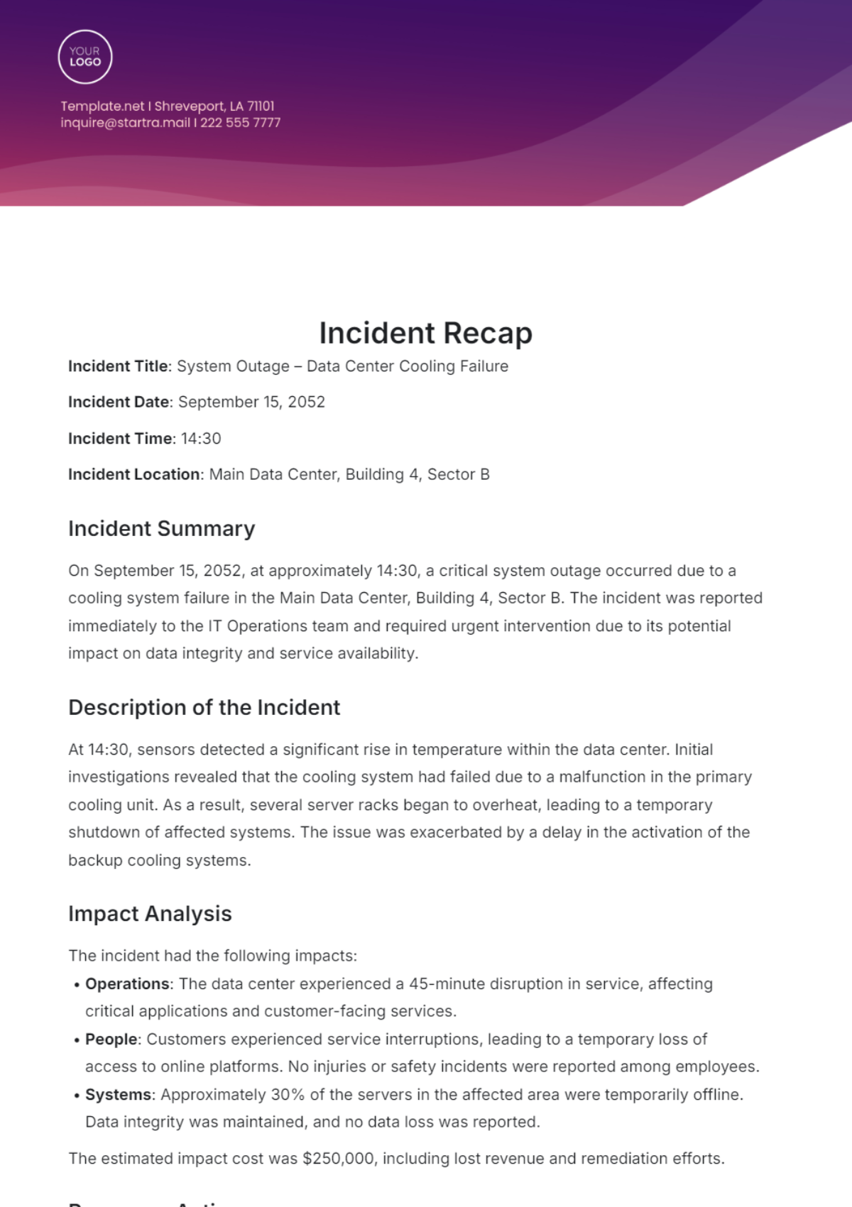 Incident Recap Template - Edit Online & Download