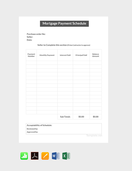 Free Mortgage Payment Schedule Template