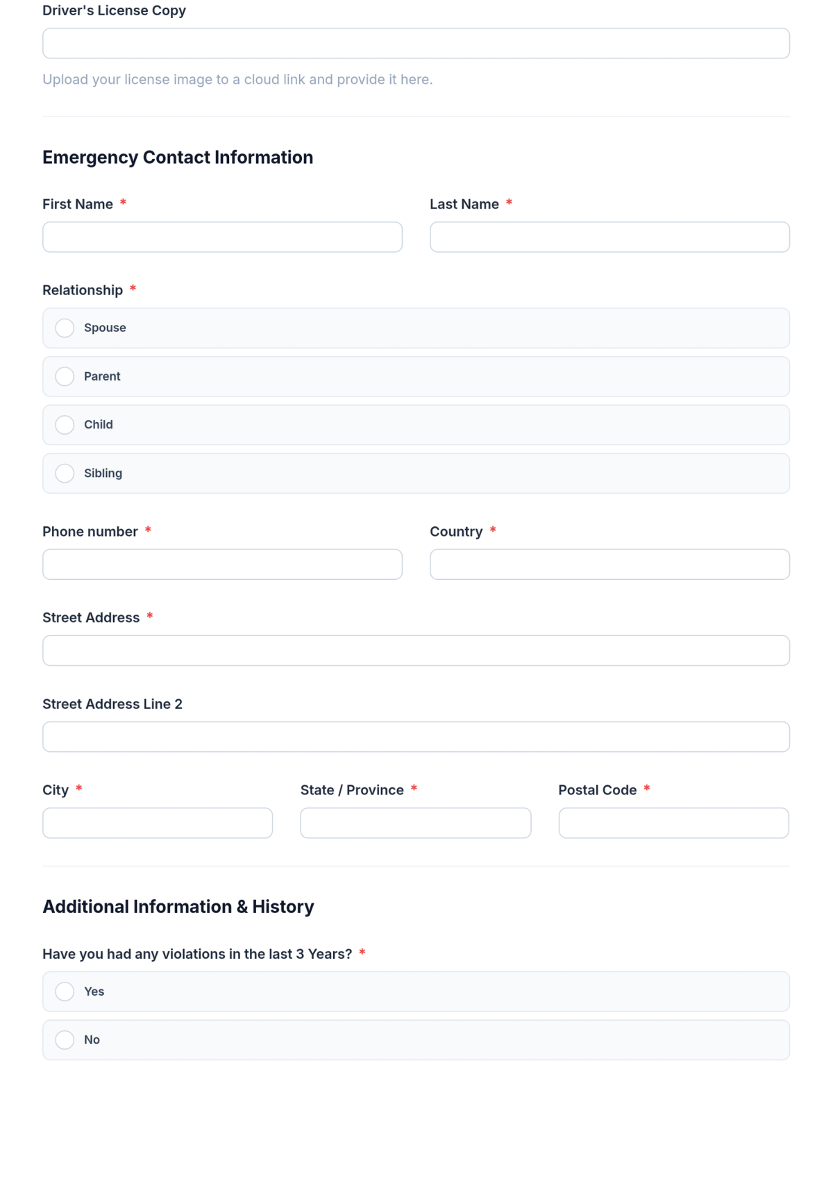 Free Truck Driver Application Form Template & AI Maker