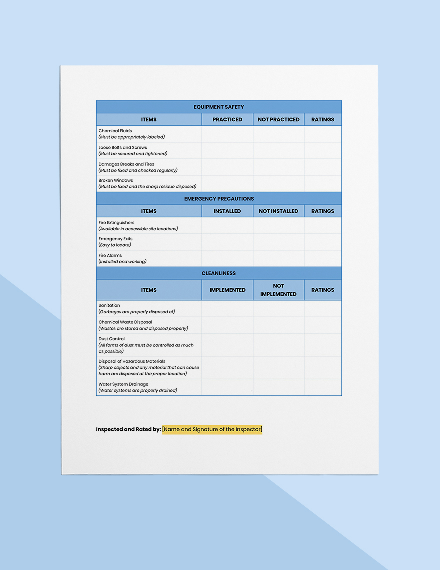 Construction Site Inspection Checklist template