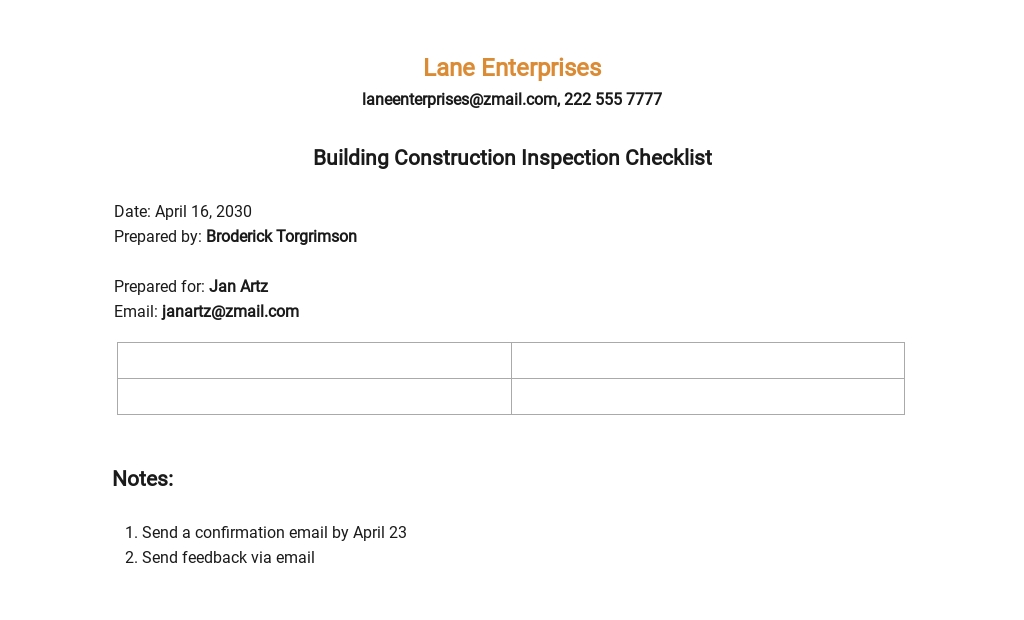 Construction Inspection Template