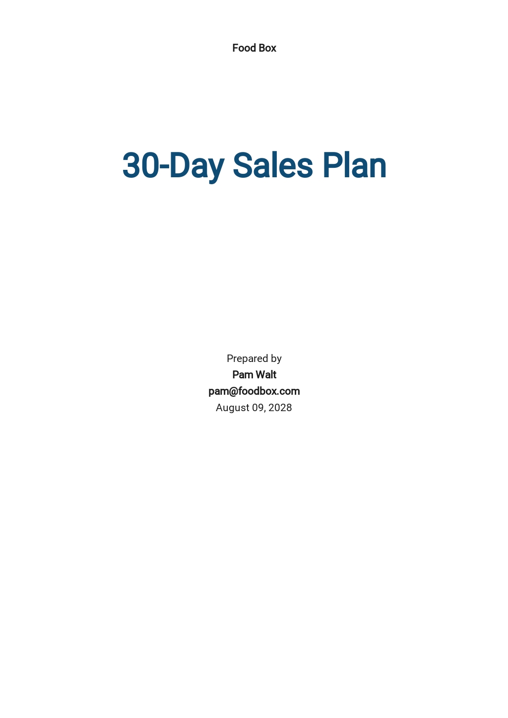 30 day Sales Plan Template Google Docs Word Apple Pages PDF 30 day Sales Plan Template Google Docs Word Apple Pages PDF