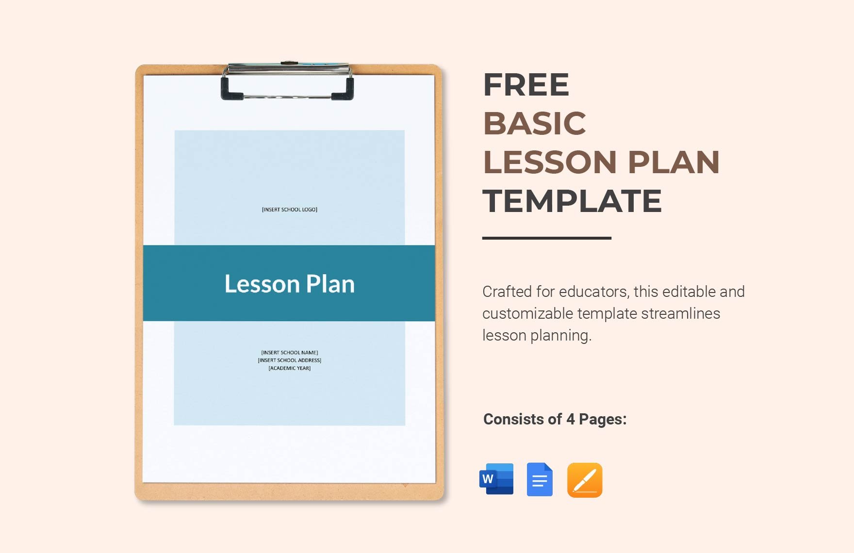 Basic Lesson Plan Template in Word, Google Docs, PDF, Apple Pages