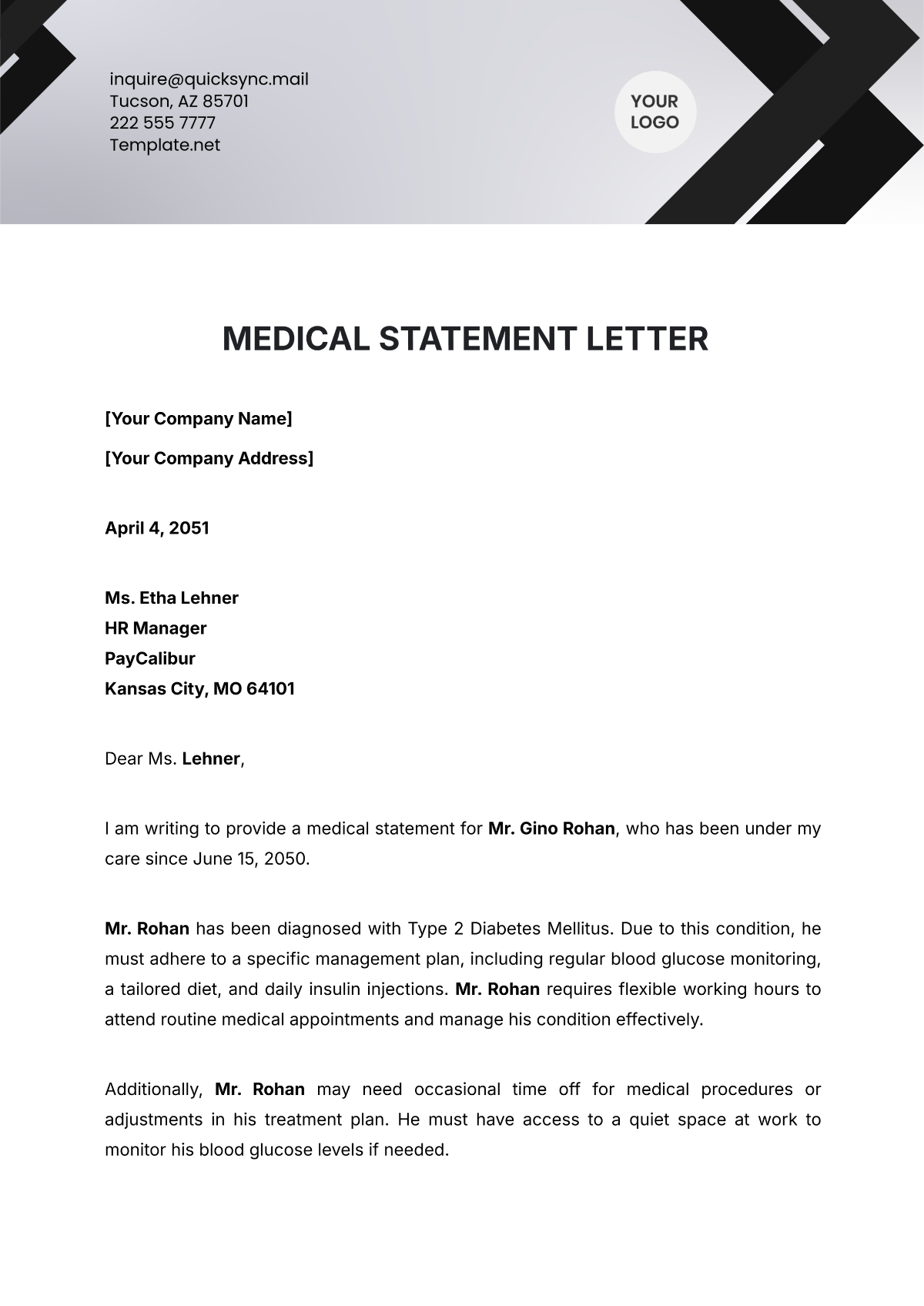 Medical Statement Letter Template - Edit Online & Download