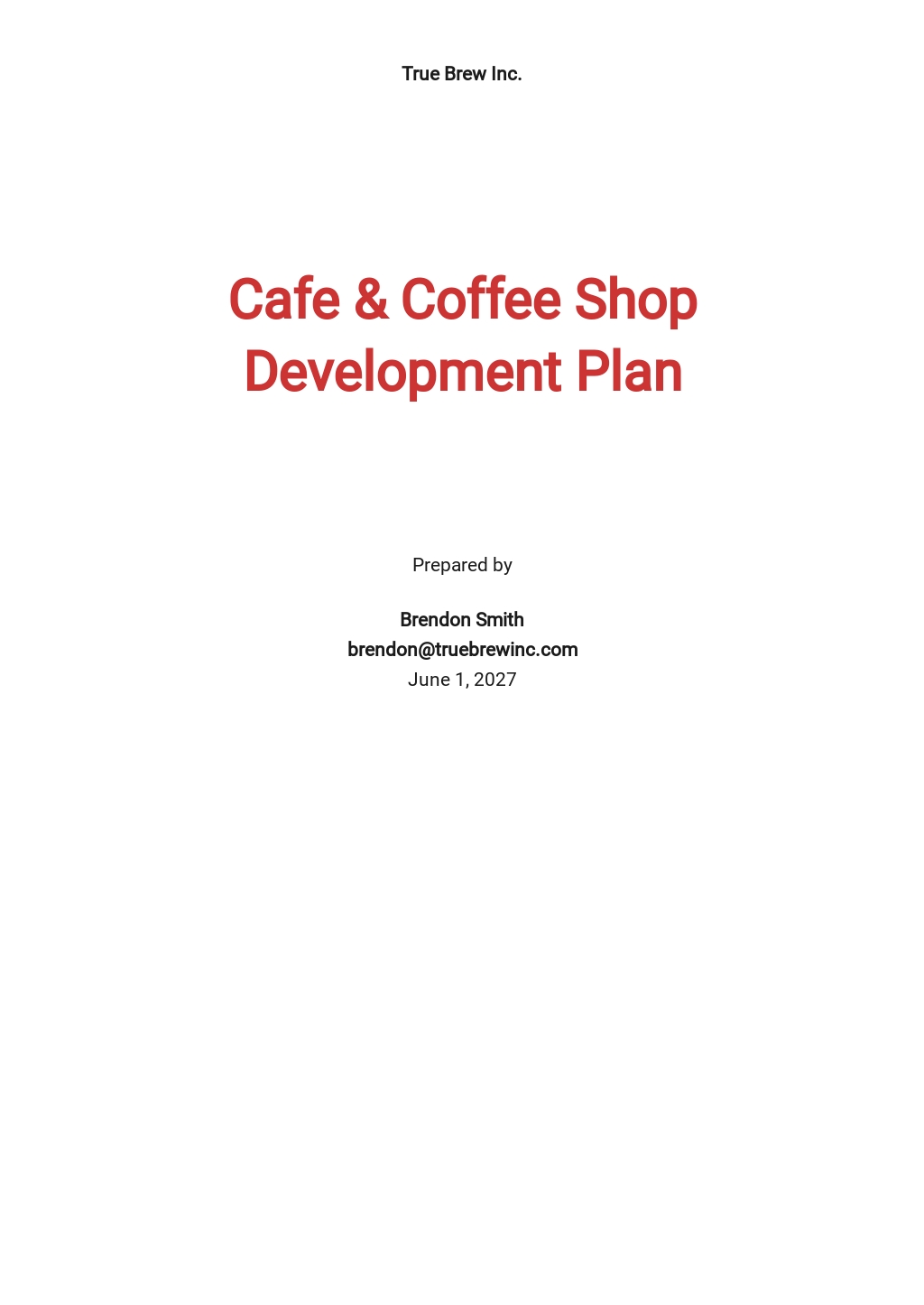 coffee shop operation plan