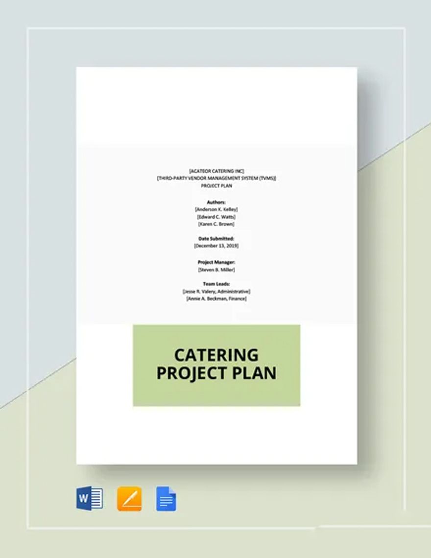 Catering Project Plan Template