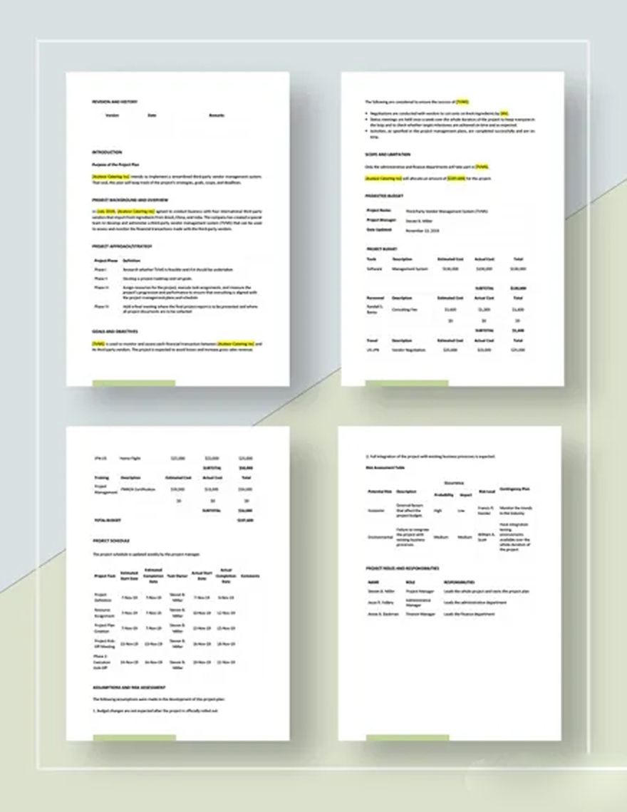 Catering Project Plan Template