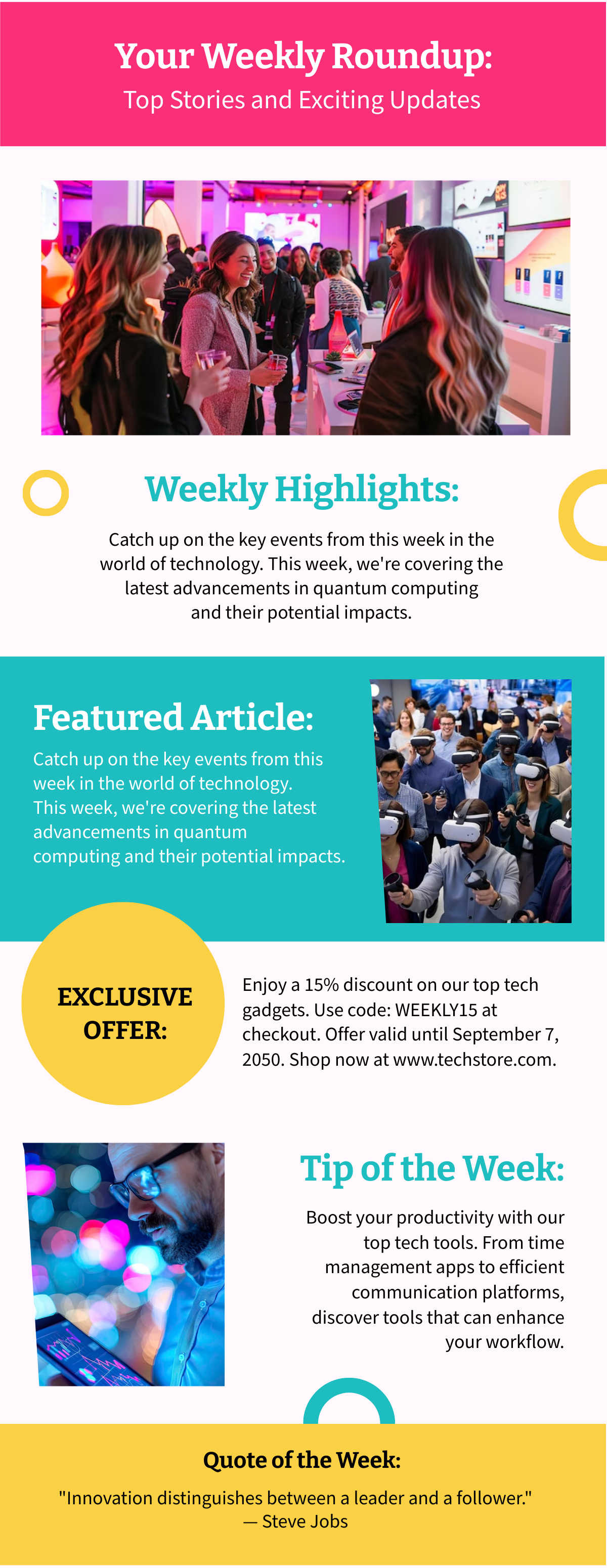 Colorful Weekly Email Newsletter Template - Edit Online & Download