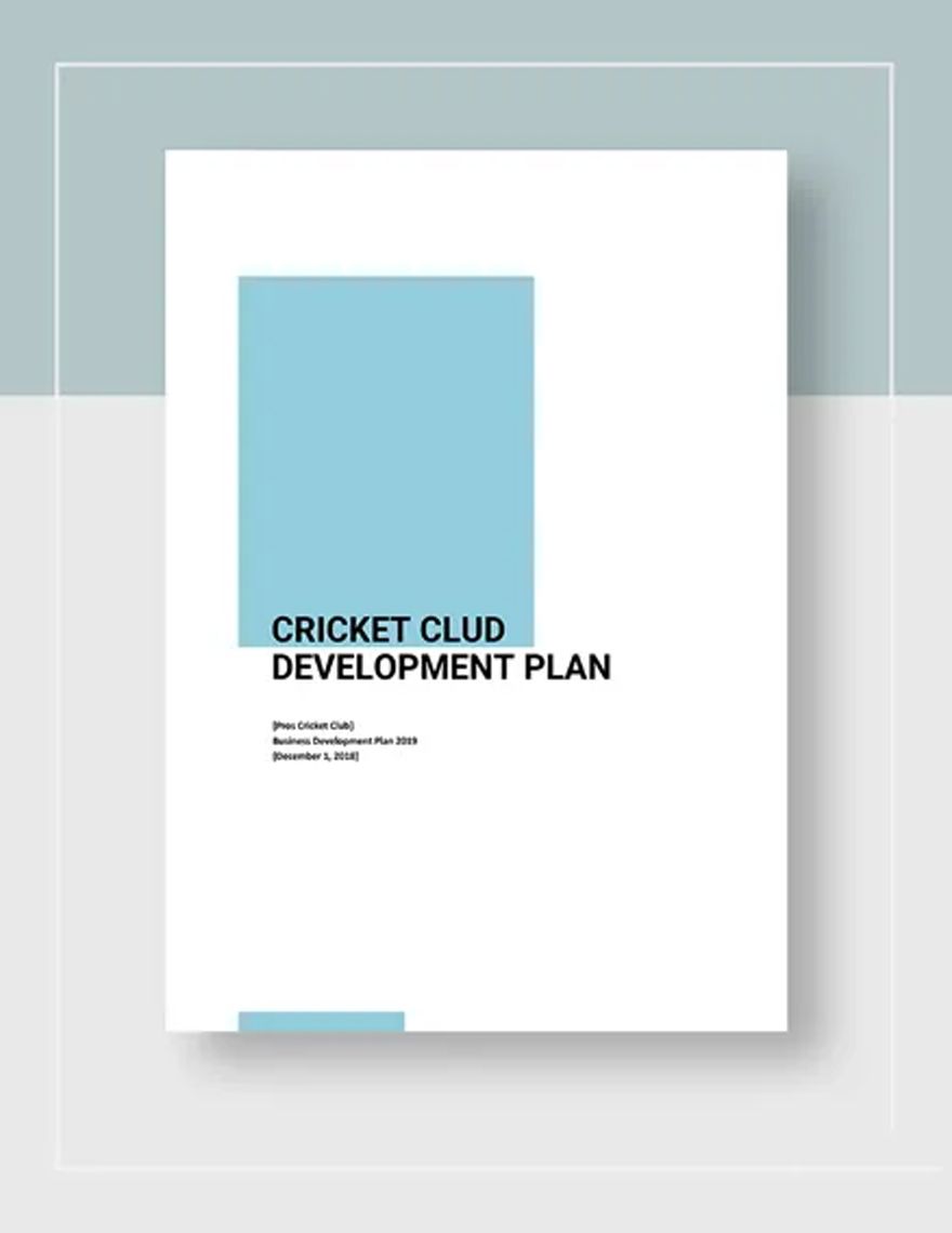 Cricket club Development Plan Template