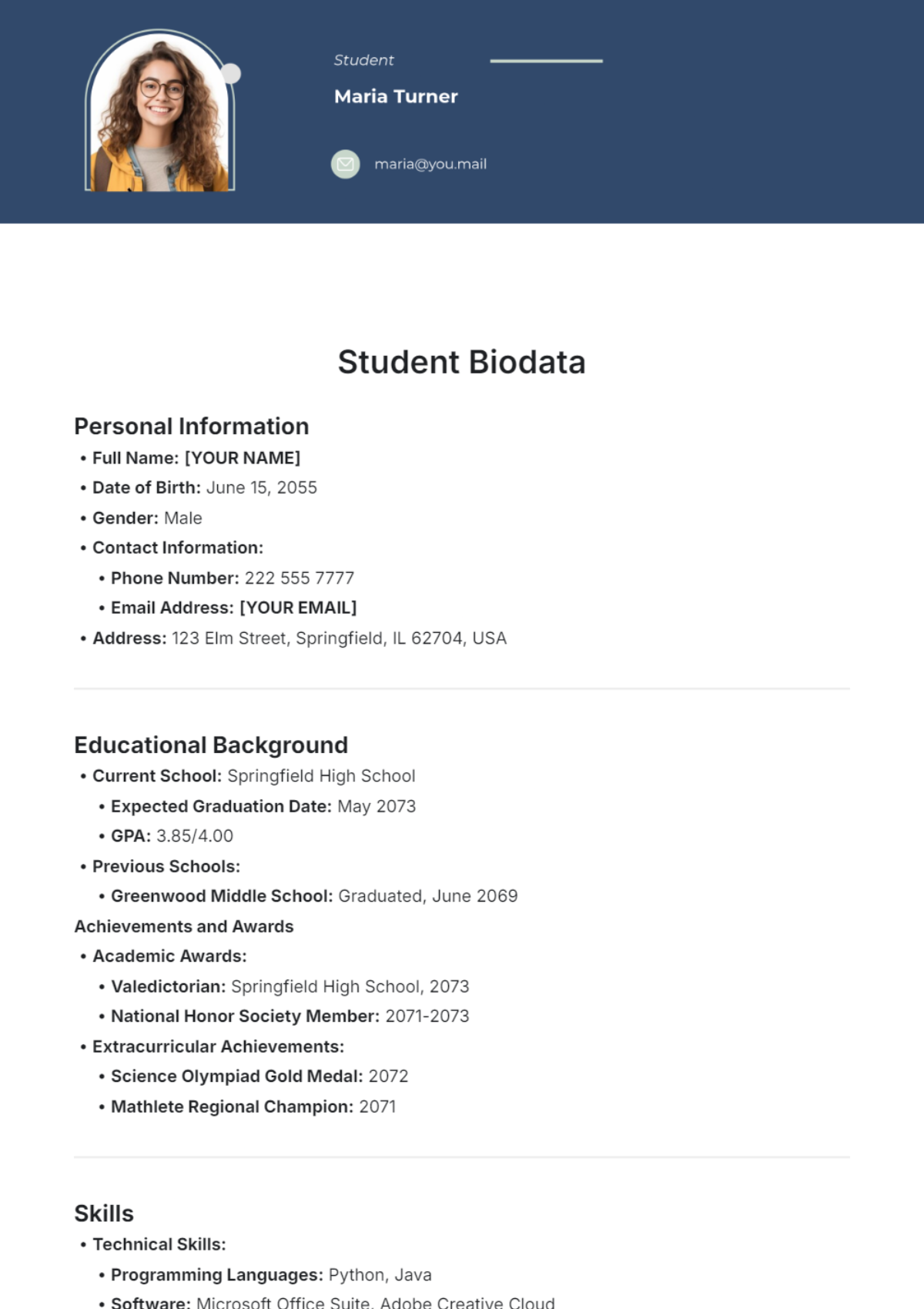 Free Biodata Templates To Edit Online Print