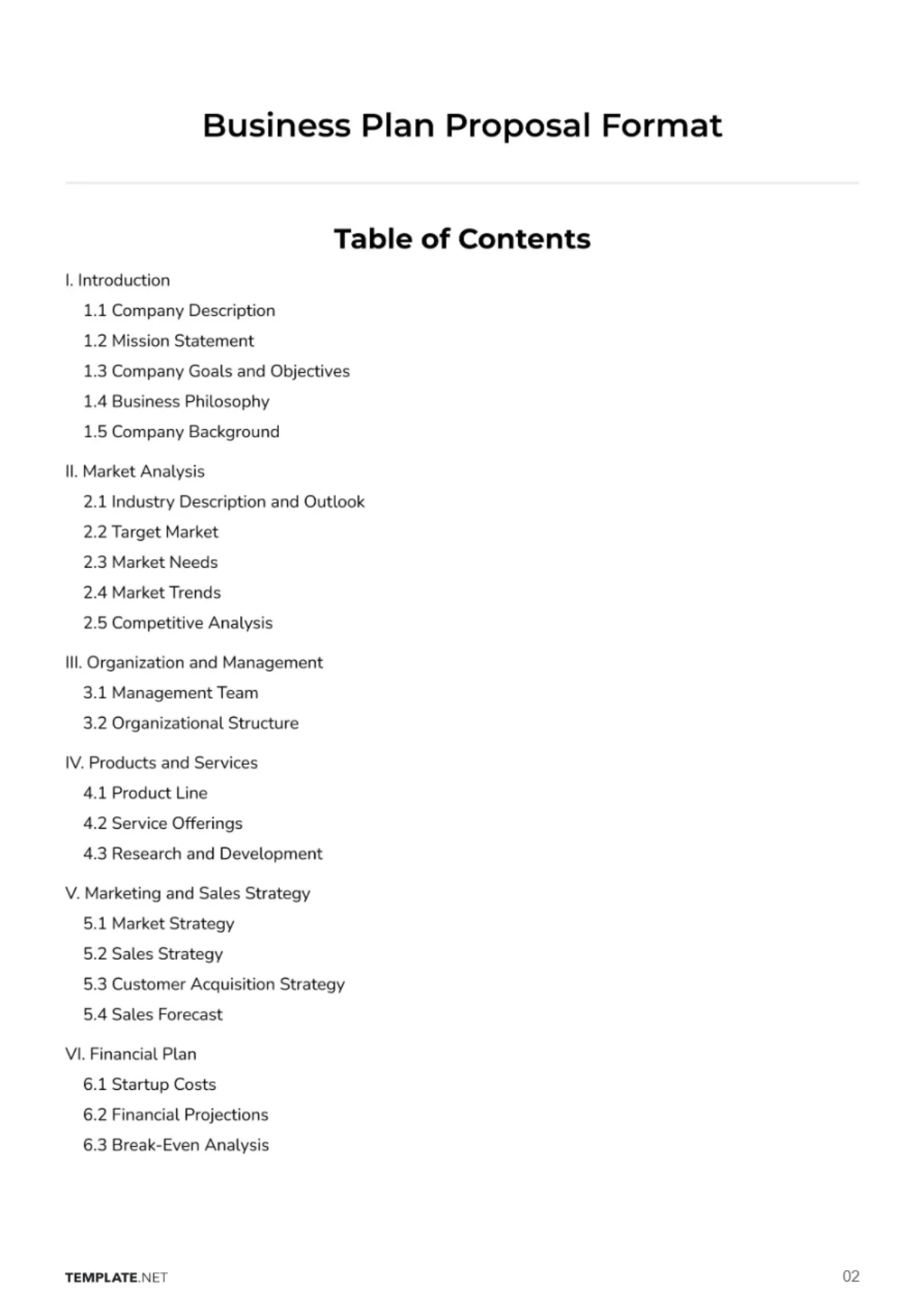 Free Business Plan Proposal Format Template to Edit Online