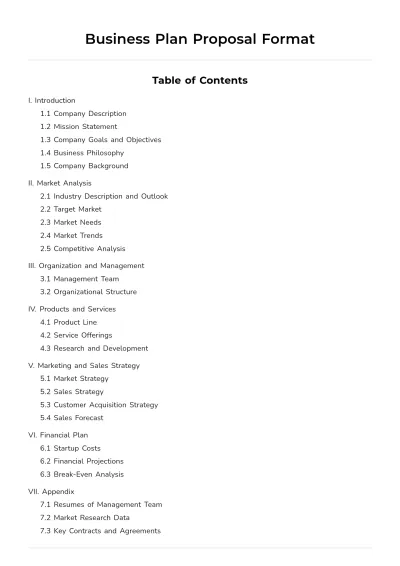 Free Business Plan Proposal Format Template to Edit Online