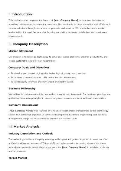 Free Business Plan Proposal Format Template to Edit Online