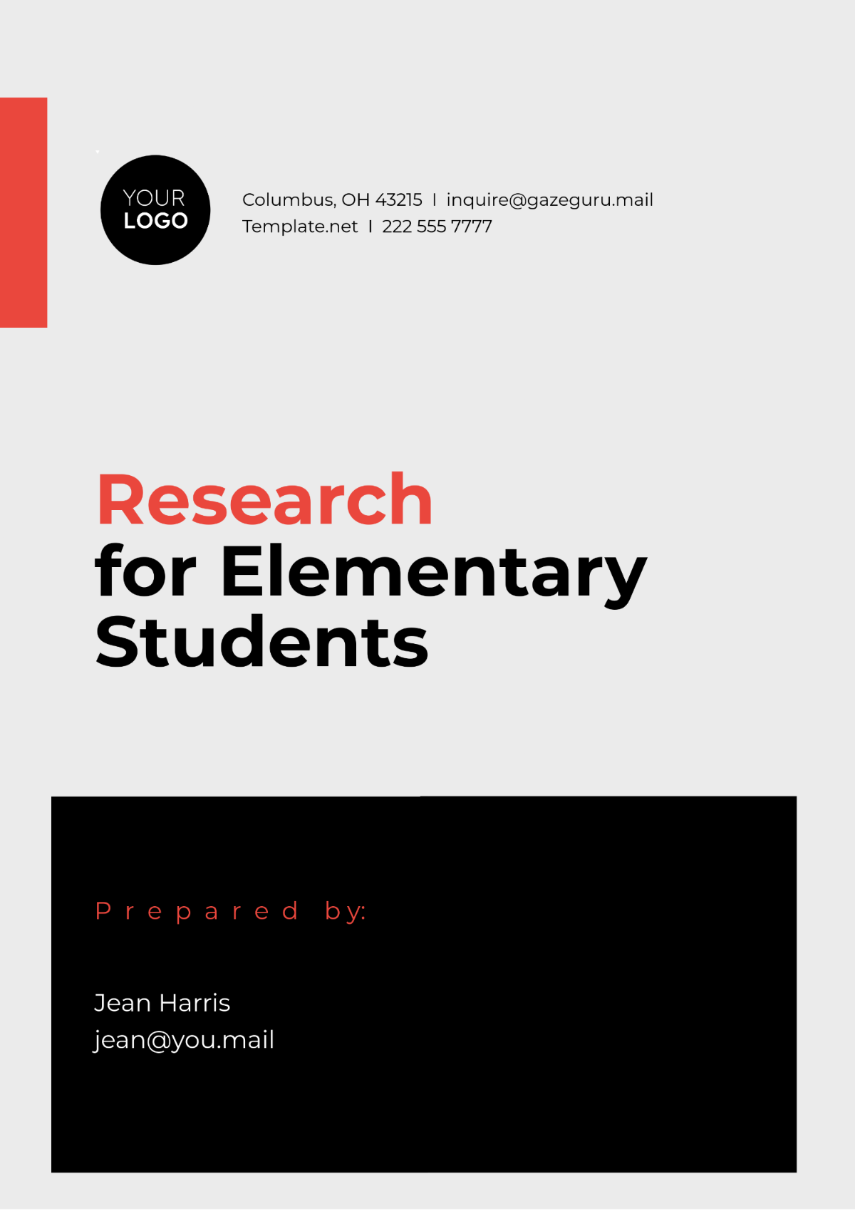 Free Research for Elementary Students Template