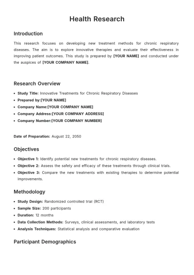 Free Health Research Template to Edit Online | Template.net to Edit Online