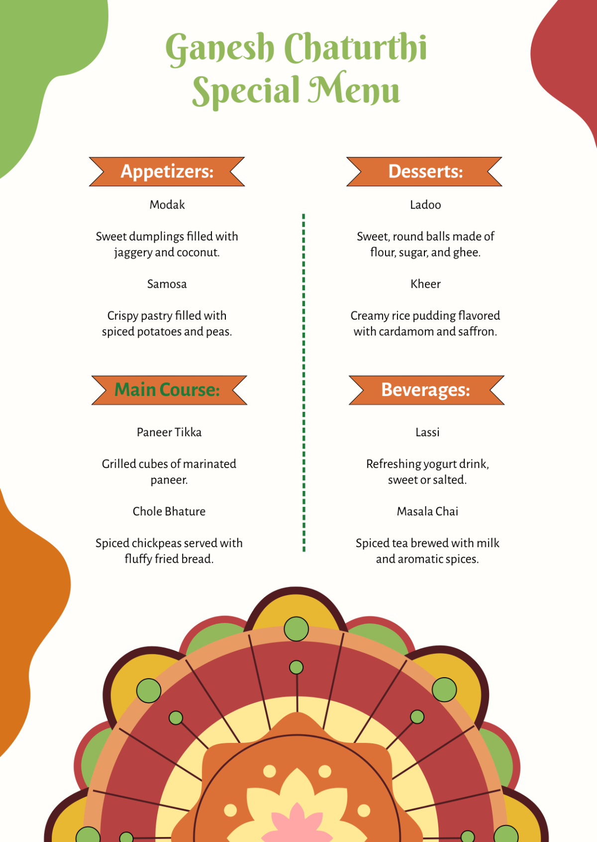 Ganesh Chaturthi Special Menu