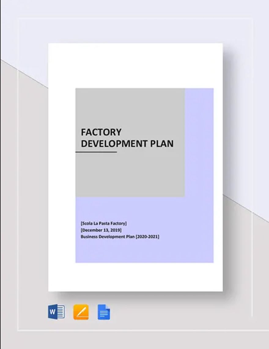 Factory Development Plan Template in Word, Google Docs, Apple Pages