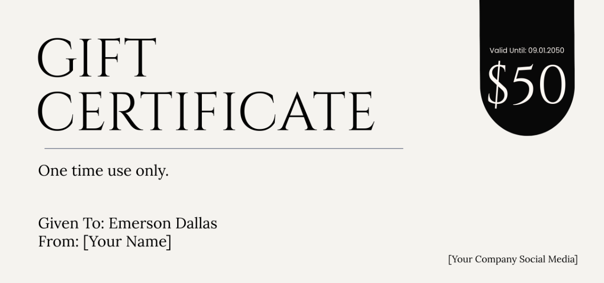 Minimalist Gift Certificate Template - Edit Online & Download