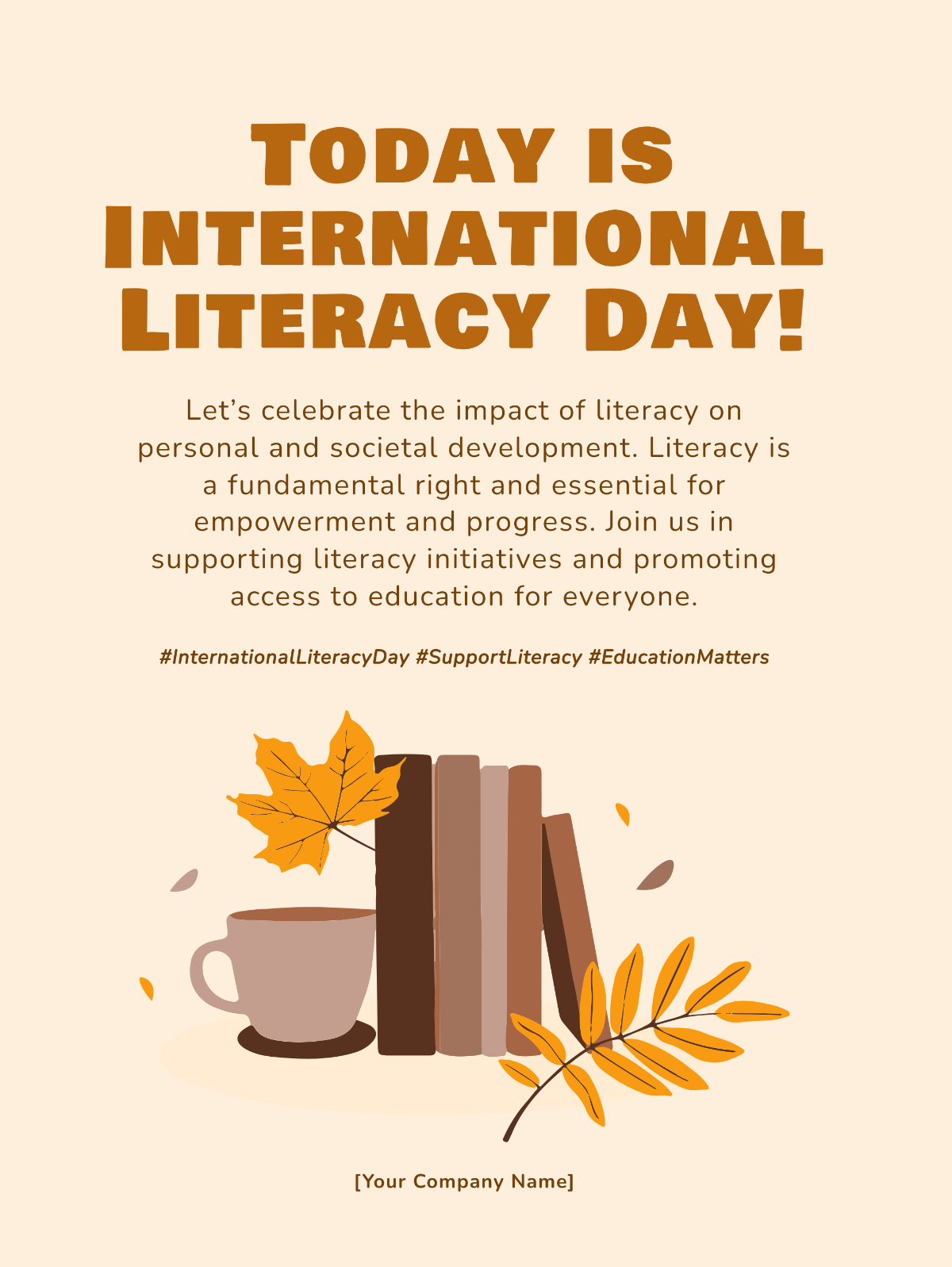 International Literacy Day Social Media Post - Edit Online & Download