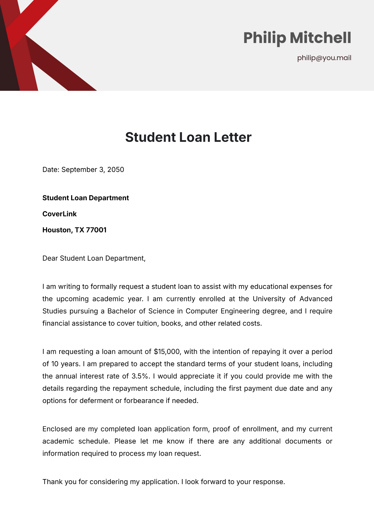 Student Loan Letter Template - Edit Online & Download