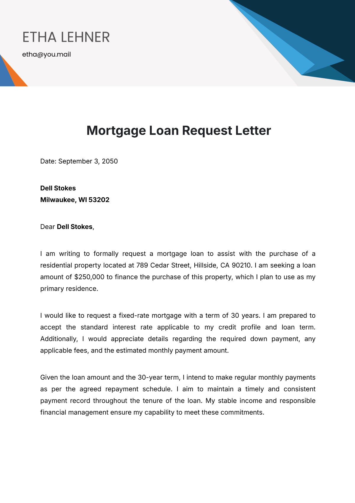 Mortgage Loan Request Letter Template - Edit Online & Download