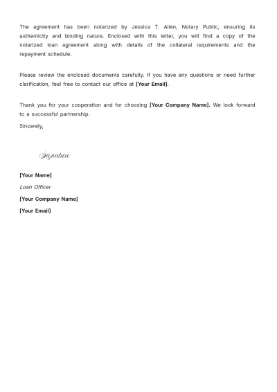Free Notarized Loan Agreement Letter Template to Edit Online