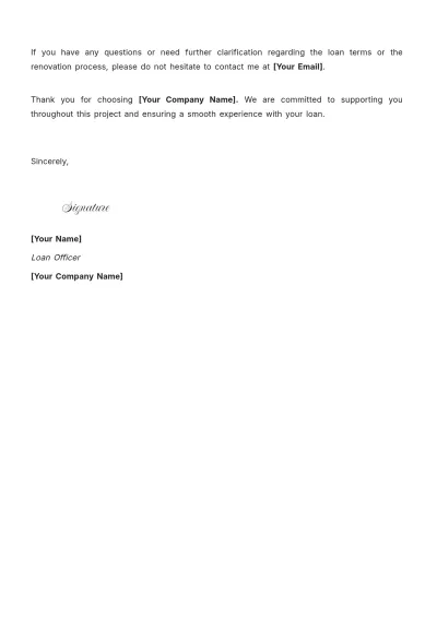 Free Loan Explanation Letter Template to Edit Online