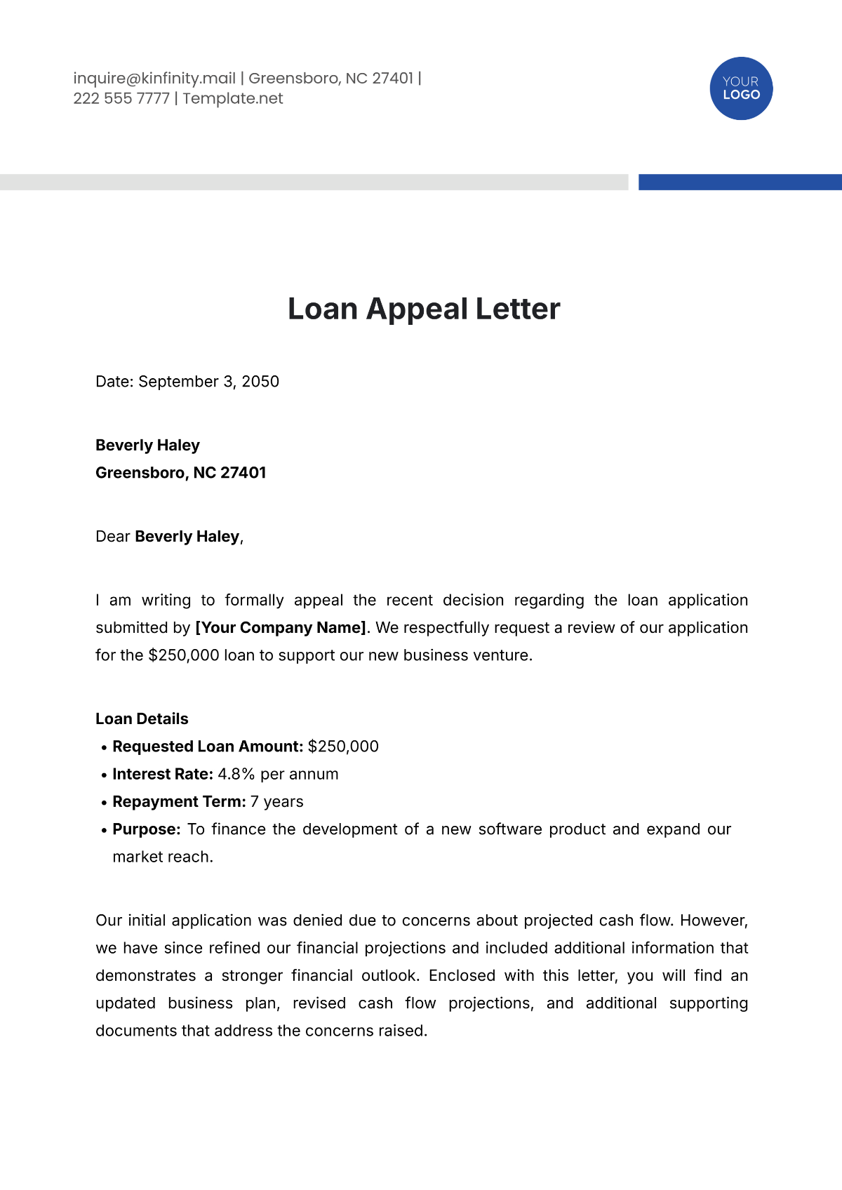 Loan Appeal Letter Template - Edit Online & Download