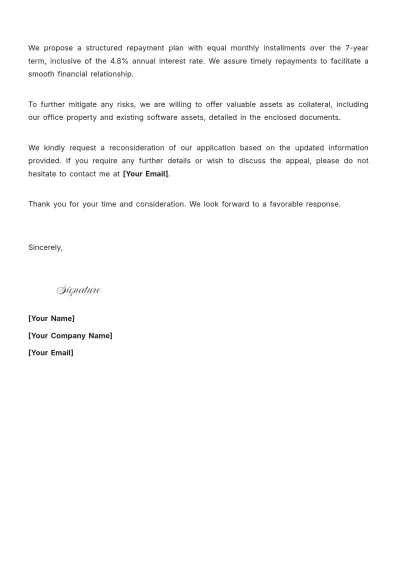 Free Loan Appeal Letter Template to Edit Online