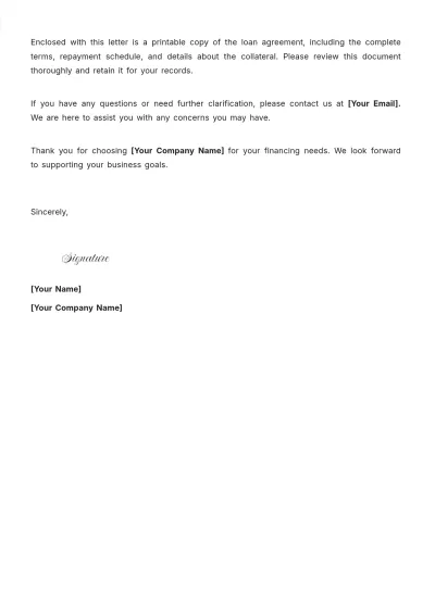 Free Printable Loan Letter Template to Edit Online