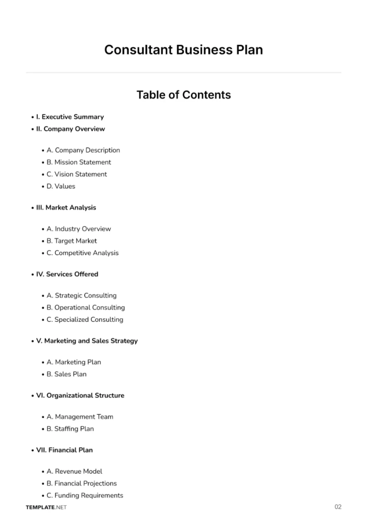 Free Consultant Business Plan Template to Edit Online