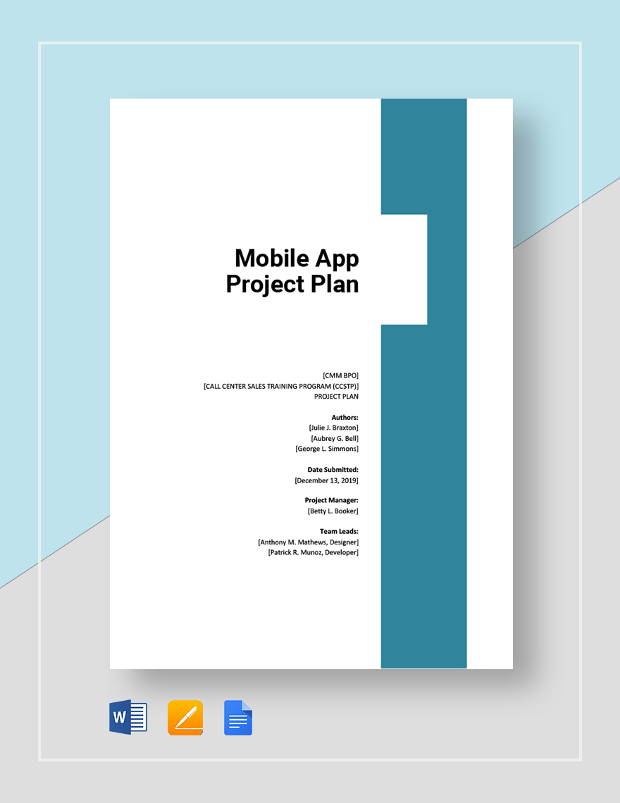 Mobile App Project Plan Template