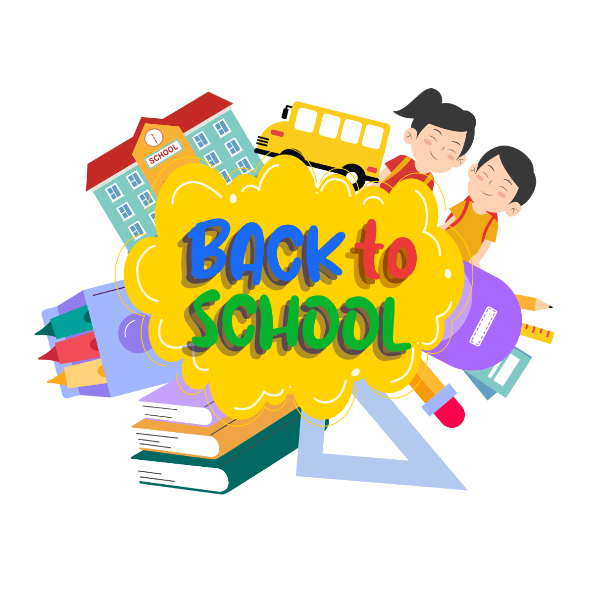 Colorful Back to School Clipart - Edit Online | Template.net