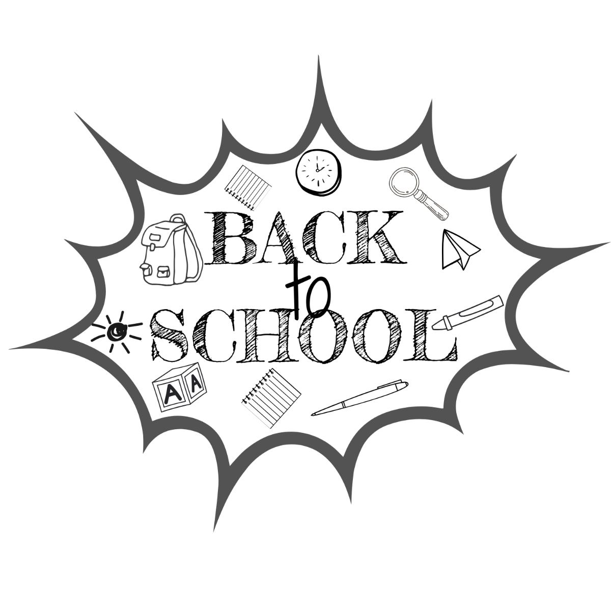 Black & White Back to School Clipart - Edit Online | Template.net