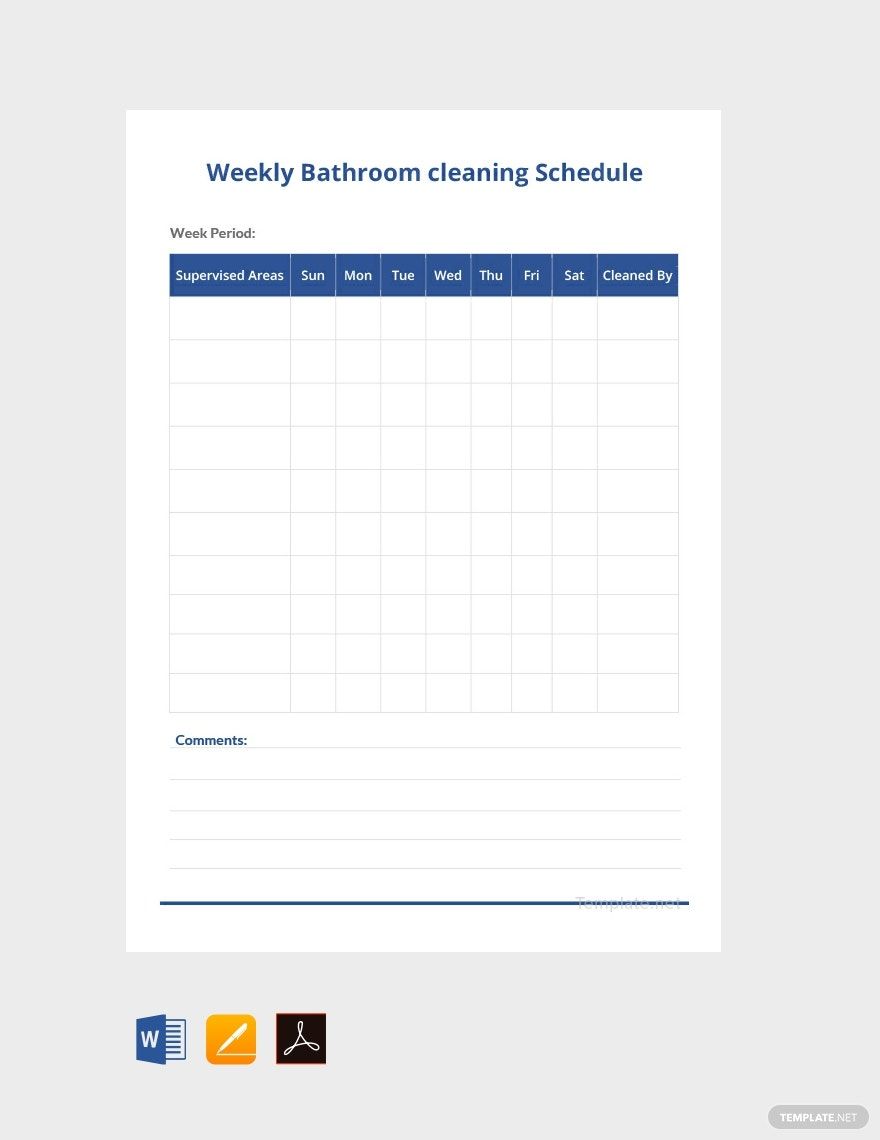 Weekly Bathroom Cleaning Schedule Template