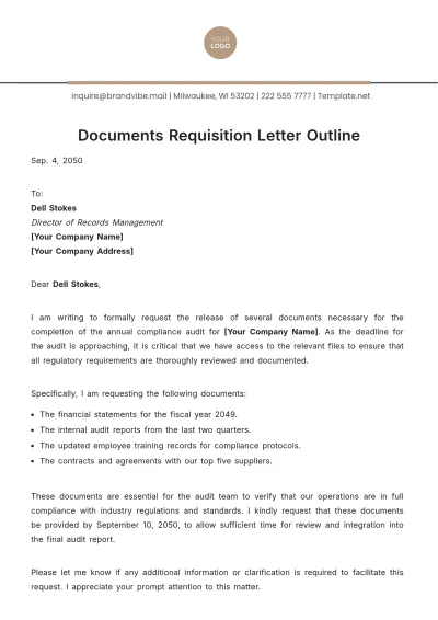 Free Documents Requisition Letter Outline Template to Edit Online