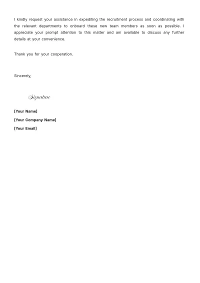 Free Manpower Requisition Letter Template to Edit Online