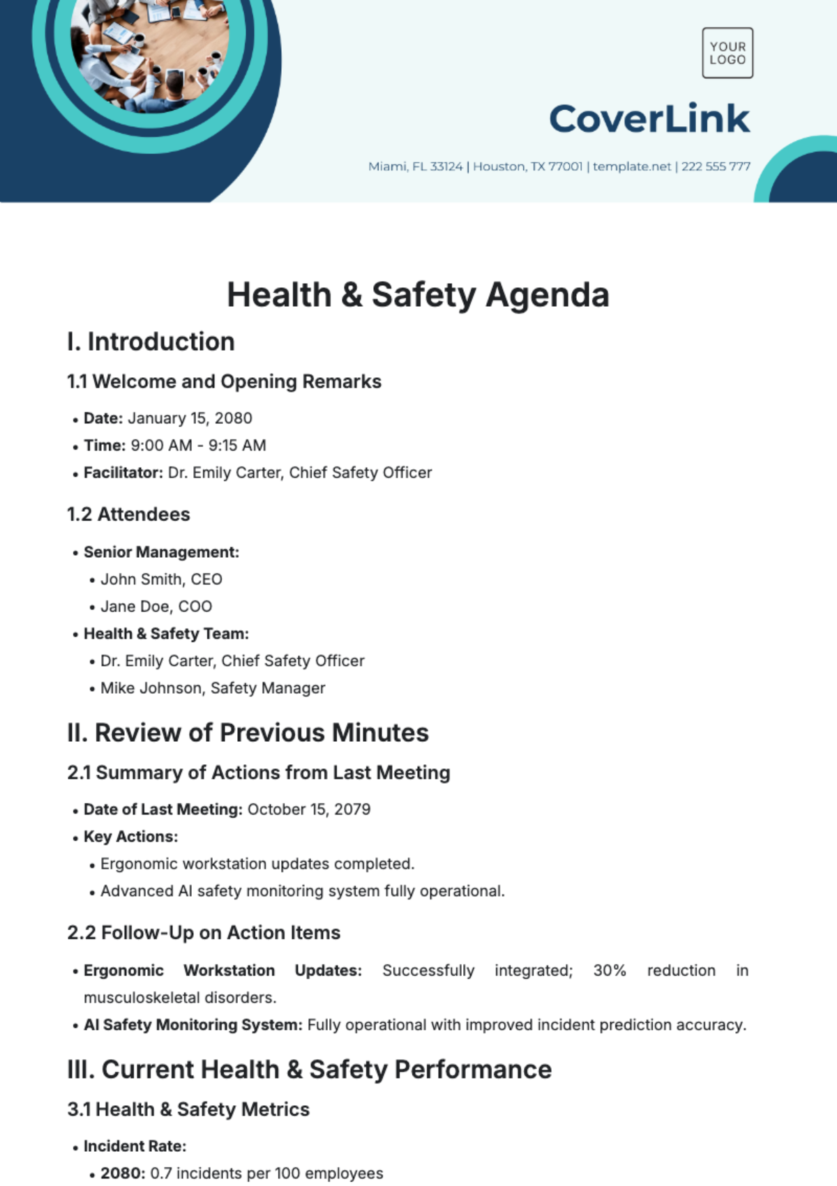 Free Health & Safety Agenda Template